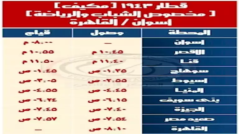 سياحة داخلية.. السكة الحديد: تشغيل رحلات قطار الشباب 22 نوفمبر