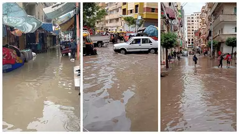 المواطنون يعانون.. الأمطار تغرق شوارع إدكو وكفر الدوار بالبحيرة -صور   