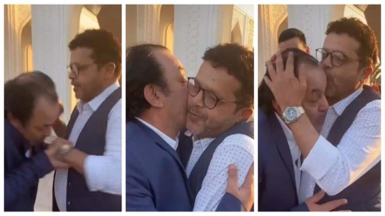 هنيدي يمنع علاء مرسي من تقبيل يده في عقد قران ابنته