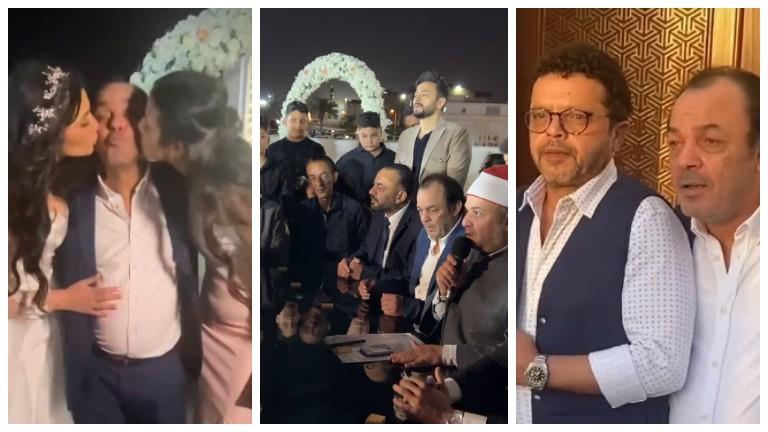بالصور- تأثر علاء مرسي لحظة عقد قران ابنته مريم