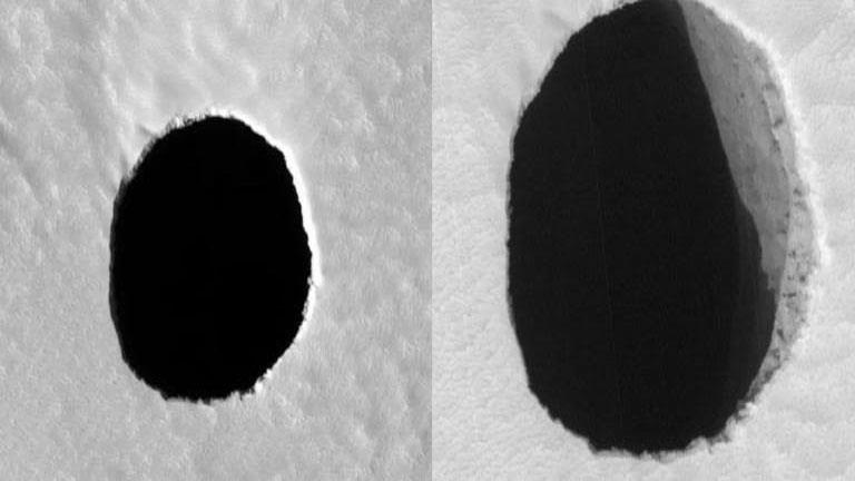 صورة.. اكتشاف ثقب ضخم غامض على سطح المريخ
