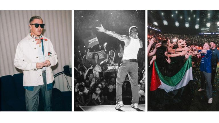 الأمريكي "ماكليمور" يحيي حفلًا غنائيًا في باريس مرتديا علم فلسطين (صور) 