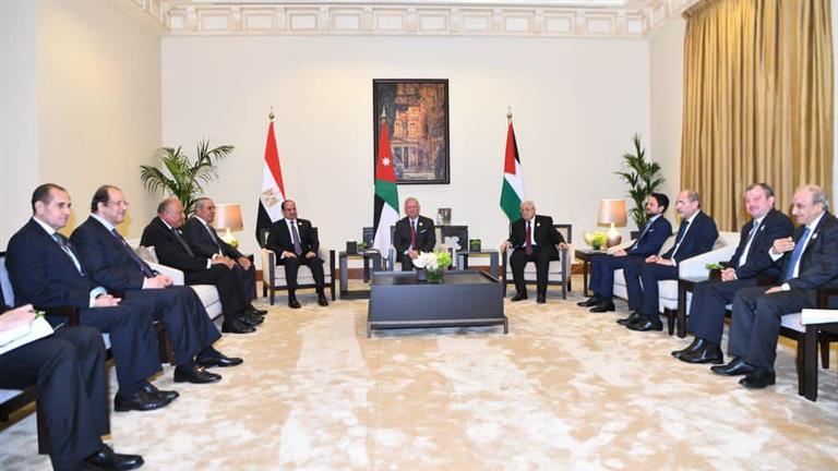 قمة مصرية أردنية فلسطينية على هامش مؤتمر الاستجابة الإنسانية الطارئة في غزة