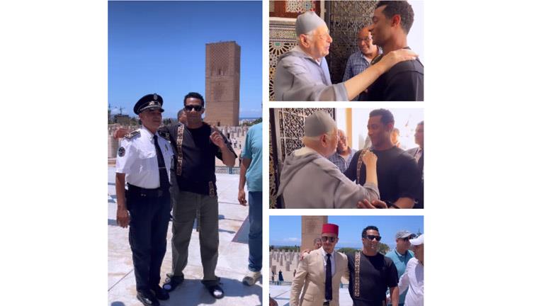 محمد رمضان في زيارة لضريح الملك الحسن الثاني والملك محمد الخامس في المغرب