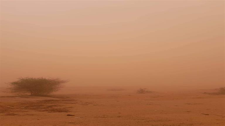 بالصور.. عاصفة ترابية شديدة تضرب جنوب الوادى الجديد