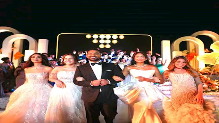 أحمد سعد يثير الجدل بظهوره مع 4 عرائس في حفل زفاف غامض