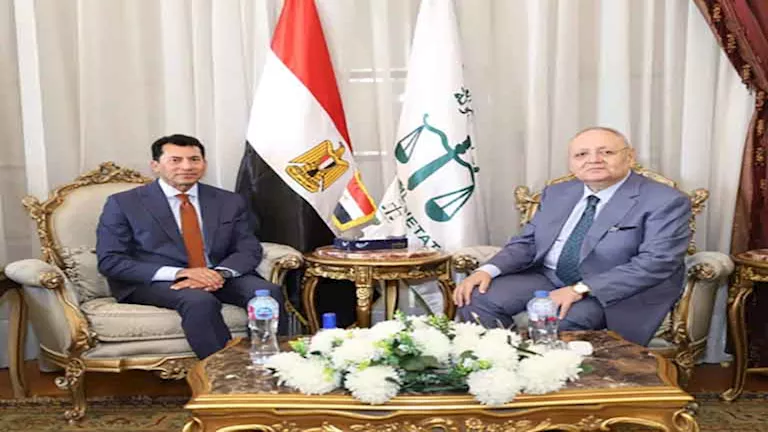 المستشار أسامة شلبي يستقبل وزير الشباب والرياضة للتهنئة بتولي رئاسة مج