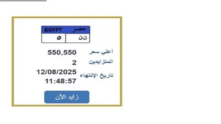 سعرها تجاوز نصف مليون جنيه.. مزايدة نارية على لوحة سيارة مميزة