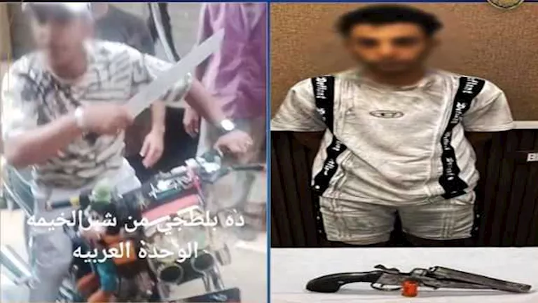 فيديو صادم.. عاطل يشهر سلاحًا أبيض بالقليوبية والداخلية تكشف ملابسات الواقعة