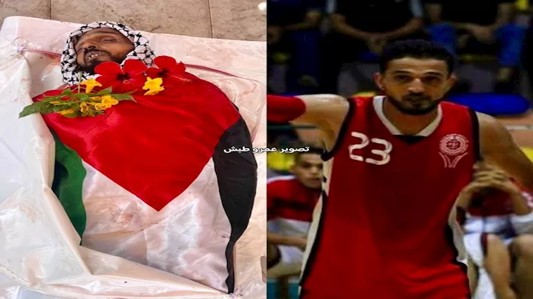 استشهاد لاعب كرة السلة محمد شعلان أثناء بحثه عن طعام لطفلته المريضة