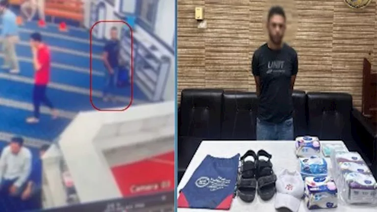 كاميرات الجامع فضحته.. نهاية لص أحذية المصلين في قبضة الأمن