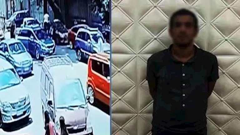 ضبط سايس قفز على مقدمة سيارة بالسيدة زينب