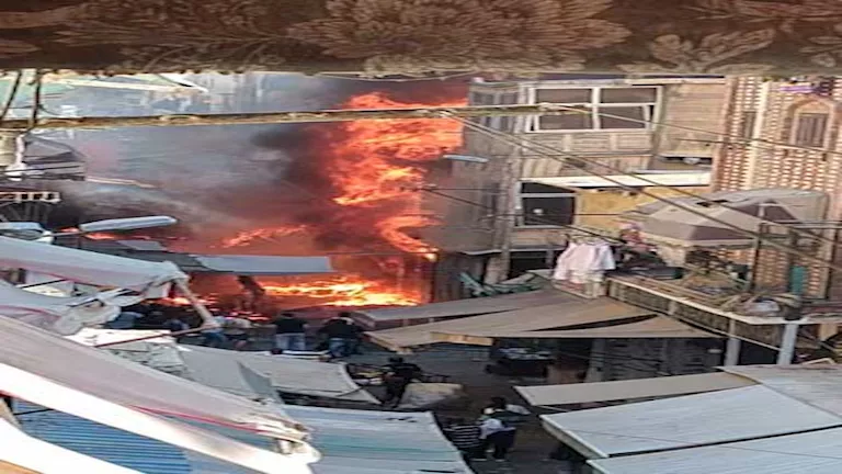 النيران تلتهم شقة في أرض اللواء