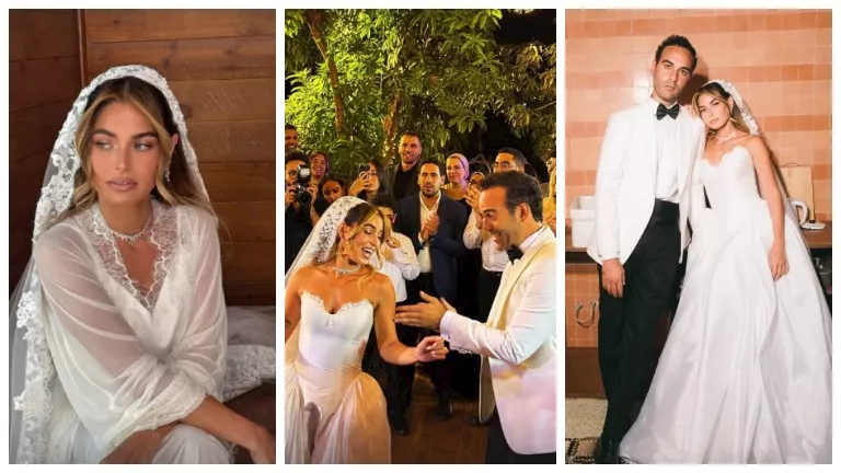 رقص ورومانسية.. 25 صورة جديدة من كواليس حفل زفاف هاجر السراج