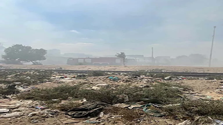 حريق بأرض فضاء في الخانكة (1)