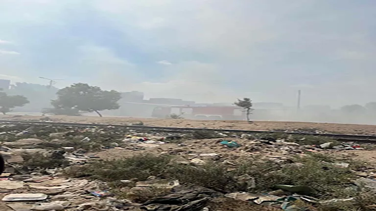 حريق بأرض فضاء في الخانكة (2)