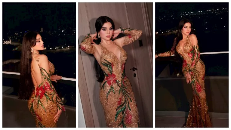 "فستان ذهبي".. أحدث جلسة تصوير أنيقة وجريئة لـ هيفاء وهبي في "الفلانتين" 