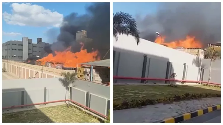 الصور الأولى لحريق محطة تصدير خضراوات بالمنوفية