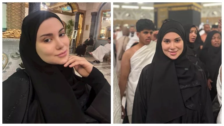 هدى الإتربي تنشر مجموعة صور من أمام الكعبة رمضان 2026 