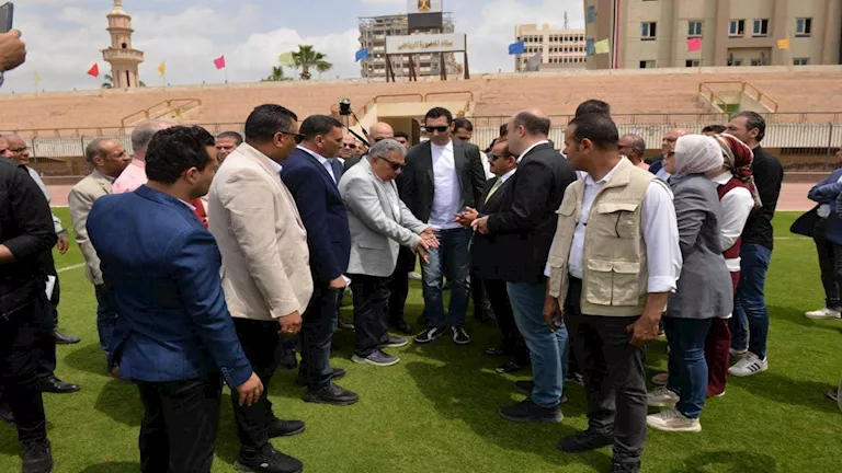 تفقد وزير الشباب والرياضة مشروعات تطوير استاد المنصورة