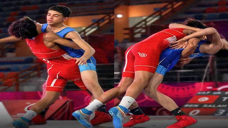 شاهد بالفيديو حركة جنونية.. مصارع مصري يشغل الأضواء في بطولة أفريقيا