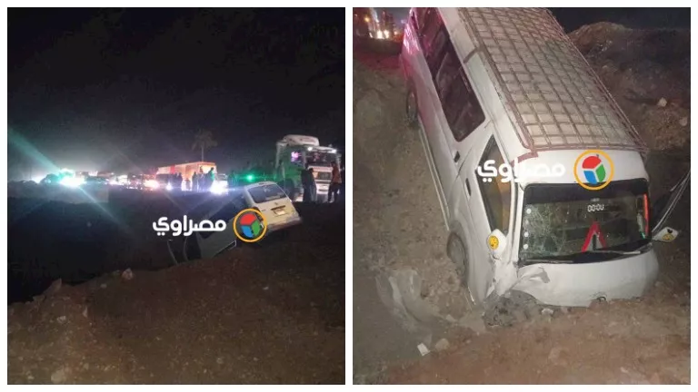 مصر – الصور الأولى لحادث الطريق الزراعي بأسيوط