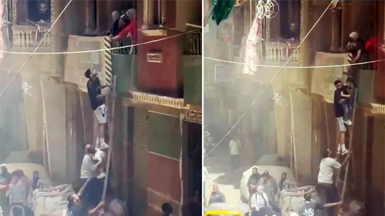 أهالي أرض الحافي ينقذون عشرات الأطفال من حضانة بعد حريق مصعد