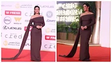 "فستان أنيق وجذاب".. بسمة تخطف الأنظار في عرض "بنات الباشا" بالقاهرة السينمائي