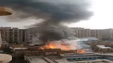  "اللوكيشن بيولع".. اللقطات الأولى لحريق إستوديو مصر 