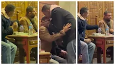 أحمد الفيشاوي يواسي شقيقه عمر ويقبل رأسه في عزاء والدتهما