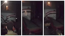 بالفيديو- قطار سرس الليان يدهس سيارة أجرة.. والركاب ينجون بأعجوبة 