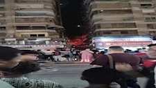 حريق أعلى مطعم كشري بفيصل