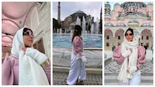 نورهان منصور توثق رحلتها إلى إسطنبول وزيارة مسجد آيا صوفيا.. صور