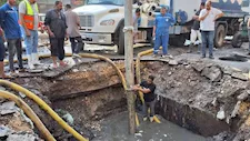 محافظ الفيوم يتابع أعمال إصلاح كسر خط مياه رئيسي بمنطقة المدابغ -صور