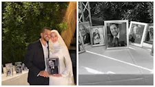 ابنة محمد مرزبان تحمل صورة والدها الراحل في حفل زفافهار