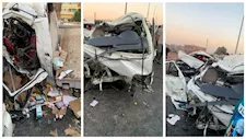 "العربيات اطبقت".. مصرع شخصين وإصابة 11 آخرين في تصادم سيارتين بالقليوبية (صور)