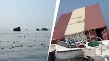 تفاصيل غرق سفينة شحن في مضيق هرمز.. آيفونات وعطور فاخرة تطفو فوق أمواج