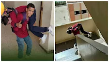 محافظ سوهاج يوجه بنقل طالب زميله يحمله على كتفه إلى فصل بالدور الأرضي