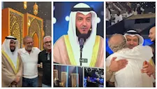  شريف منير يحضر حلقة مشاري راشد العفاسي في دولة التلاوة ويلتقي به - صور 