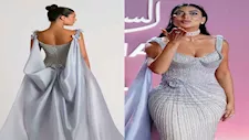 كارولين عزمي تخطف الأنظار بفستان كوتور مطرز يدويًا وكاب طويل في خامس أيام