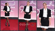 هنا شيحة بإطلالة بالأبيض والأسود في سابع أيام مهرجان الجونة