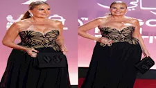 يسرا بفستان من إيلي صعب سعره 192 ألف جنيه في سابع أيام الجونة