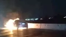 اشتعال النيران في سيارة ملاكي بطريق شبرا بنها الحر بالقليوبية