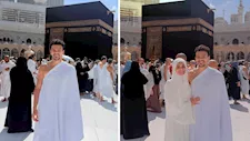 حودة بندق يؤدي مناسك العمرة بصحبة زوجته قبل حفله في جدة