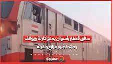 سائق قطار بأسوان يمنع كارثة ويوقف رحلته لعبور مزارع وبقرته