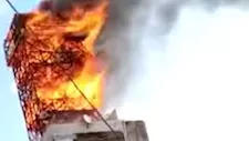 حريق هائل يلتهم أبراج حمام أعلى 5 منازل في المنصورة