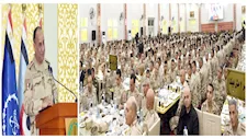 وزير الدفاع يشارك عددًا من مقاتلي الجيش الثاني وجبة الإفطار