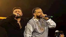 "صباح الفل".. فرنش مونتانا يتحدث باللهجة المصرية في حفله مع تامر حسني