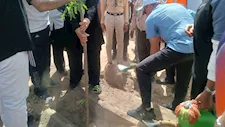 بالصور.. محافظ أسوان يدشن حملة تشجير طريق السادات 