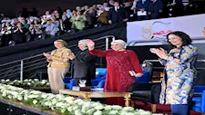 انتصار السيسي تشهد احتفالية "فرحة مصر" لتجهيز العرائس باستاد القاهرة -بث
